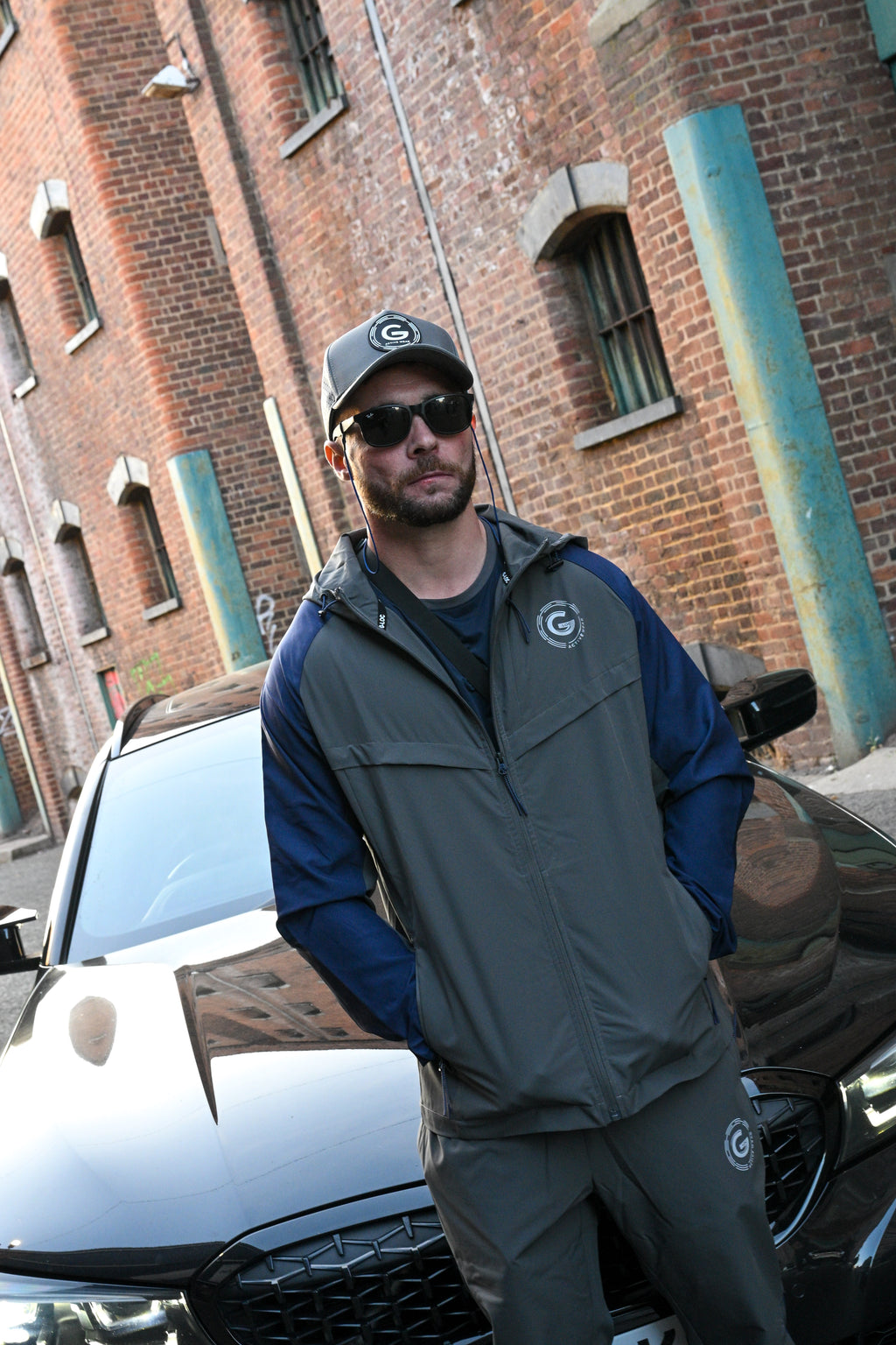 G LOC Velocity Gray/Navy Blue Tracksuit