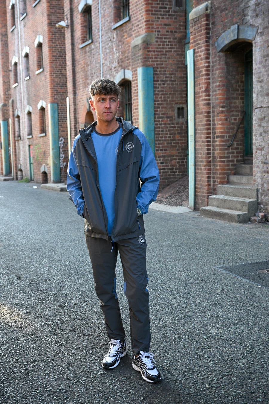 G LOC Velocity Dark Gray/Baby Blue Tracksuit