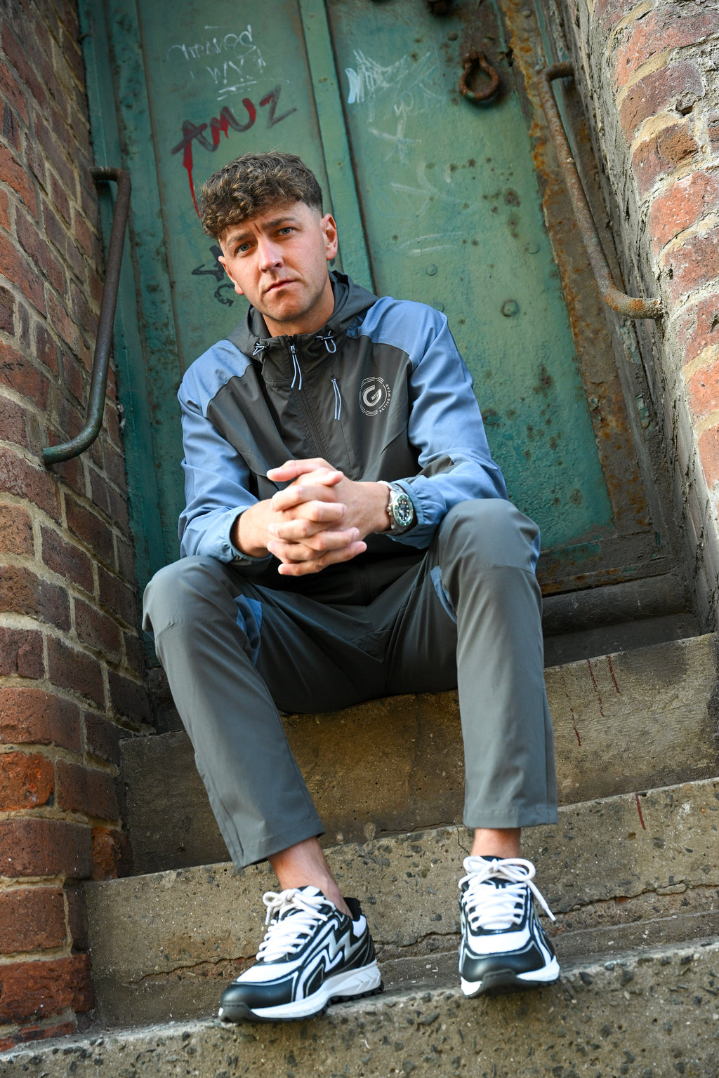 G LOC Velocity Dark Gray/Baby Blue Tracksuit