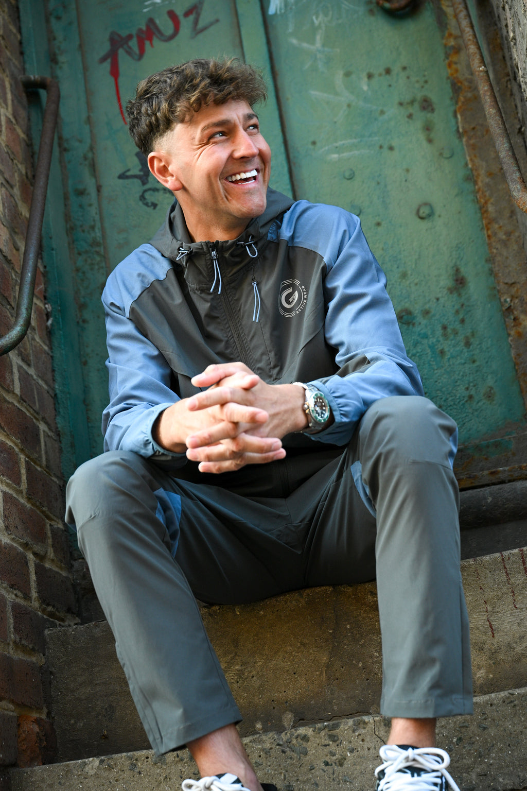 G LOC Velocity Dark Gray/Baby Blue Tracksuit
