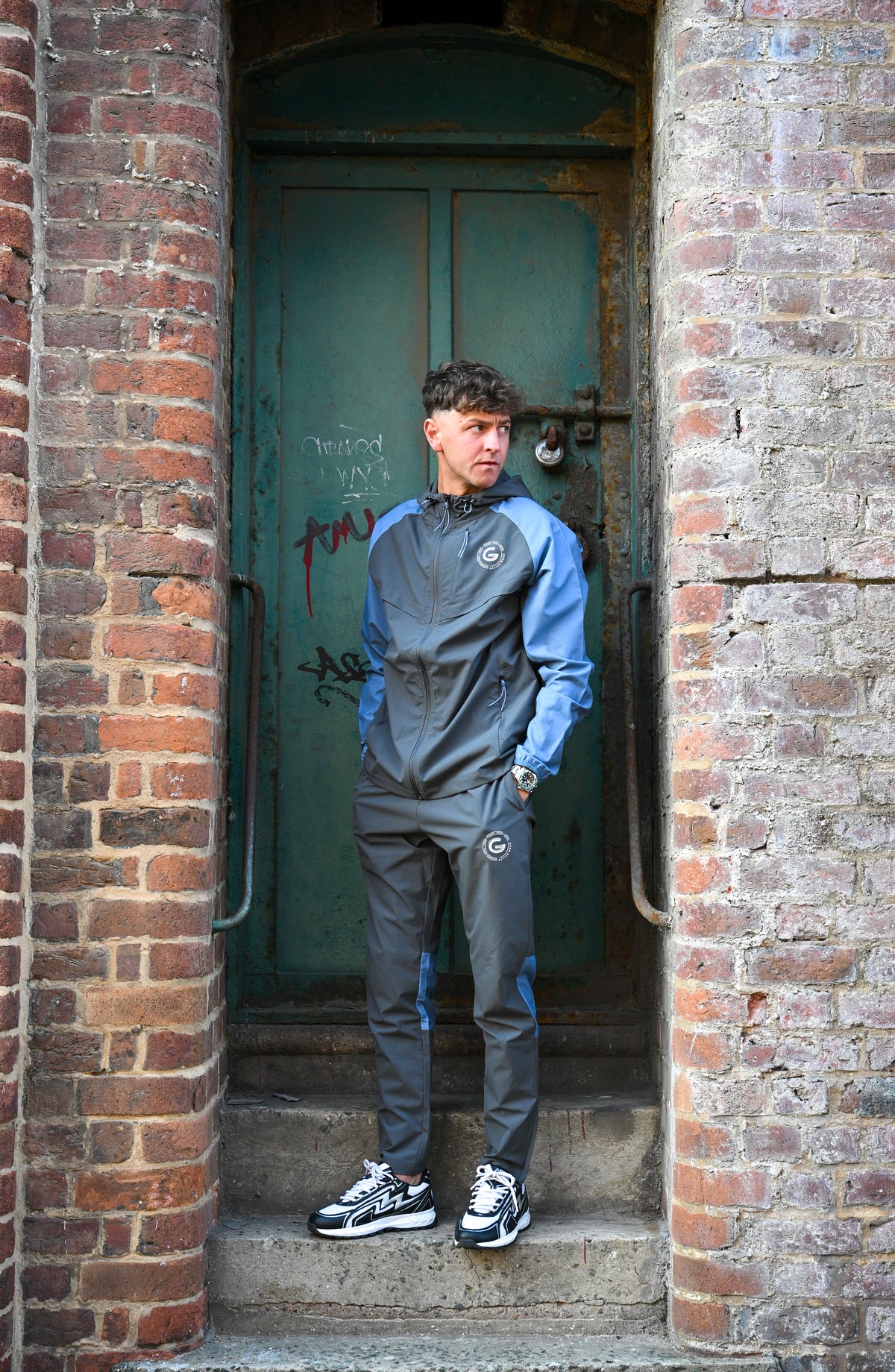 G LOC Velocity Dark Gray/Baby Blue Tracksuit