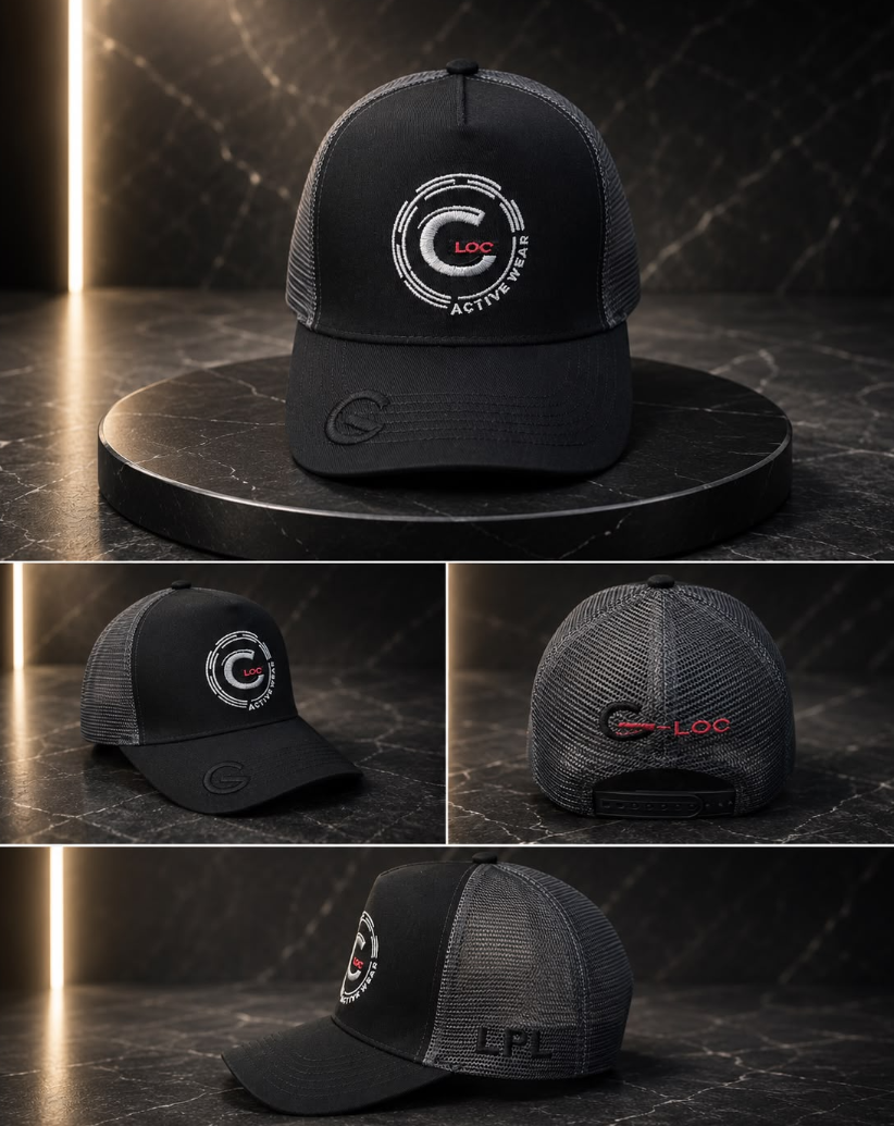 G LOC Premium Activewear Cap – Grey, Black & Red Edition