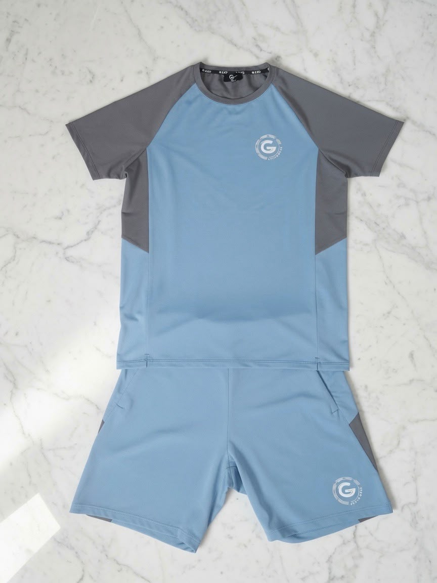G LOC DualTone Baby Blue/Grey Performance Shorts